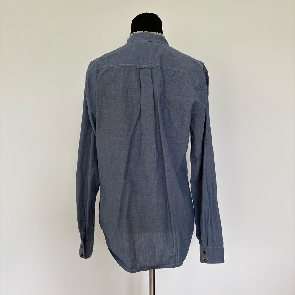 Blue Button-Up Shirt with Embroidered Design - Picture 7 of 8